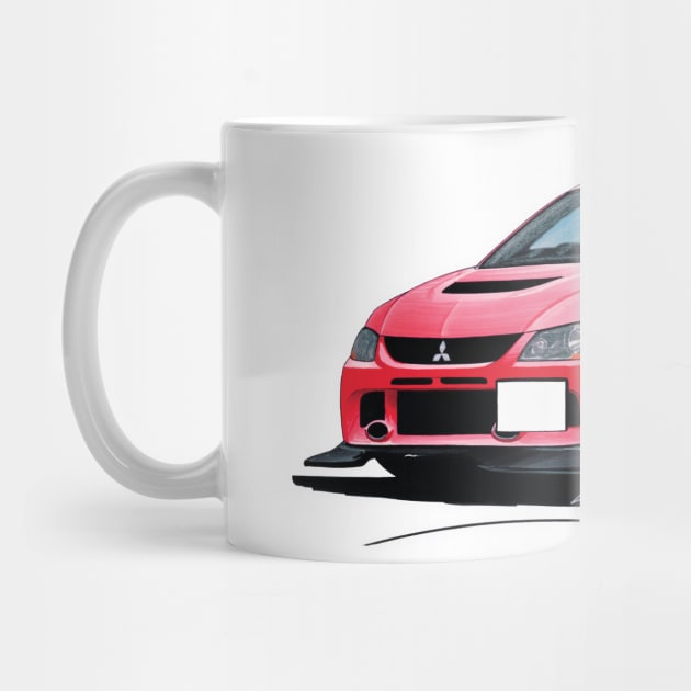 Mitsubishi Evo IX Red Caricature by y30man5